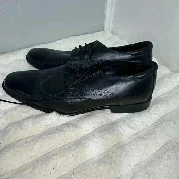 Rockport Adiprene By Adidas Mens Oxford Shoes Black Leather Wingtip Men’s 9.5 - Picture 2 of 15